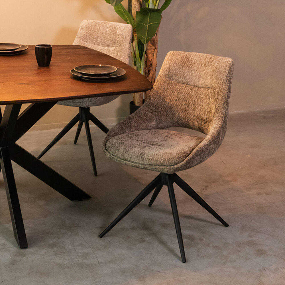 180100290_setting_1 LABEL51 Eetkamerstoel Marlow - Hunter - Elite - Black Frame