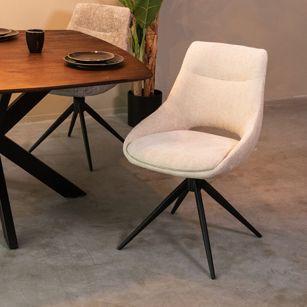 180100308_setting_1 LABEL51 Eetkamerstoel Marlow - Naturel - Elite - Black Frame