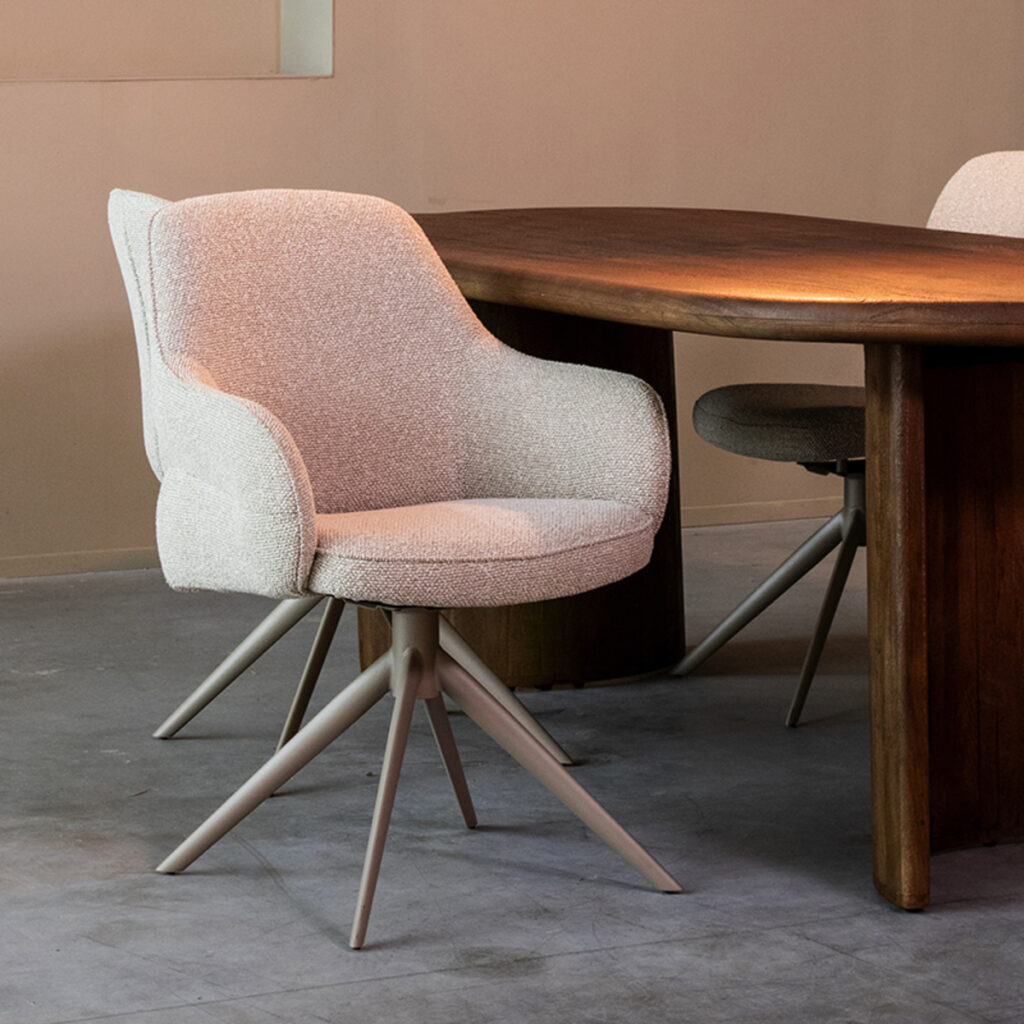 LABEL51 Eetkamerstoel Bern - Naturel - Boucle - Taupe Frame