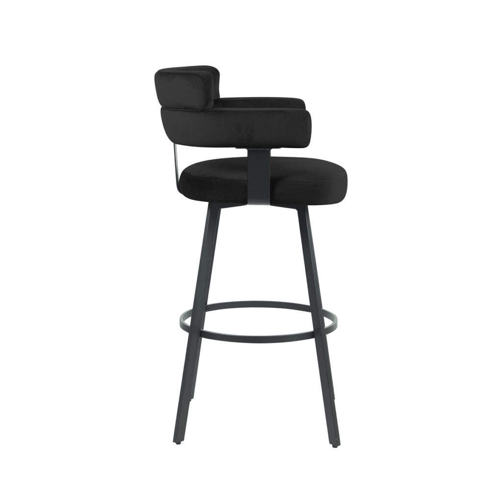 180122374_03 LABEL51 Barkruk Bardio - Zwart - Fluweel - Zithoogte 75