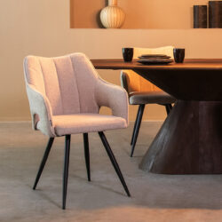 LABEL51 Eetkamerstoel Noud - Naturel - Boucle - Black Frame