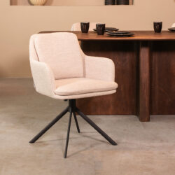 LABEL51 Eetkamerstoel Joy - Naturel - Boucle - Black Frame