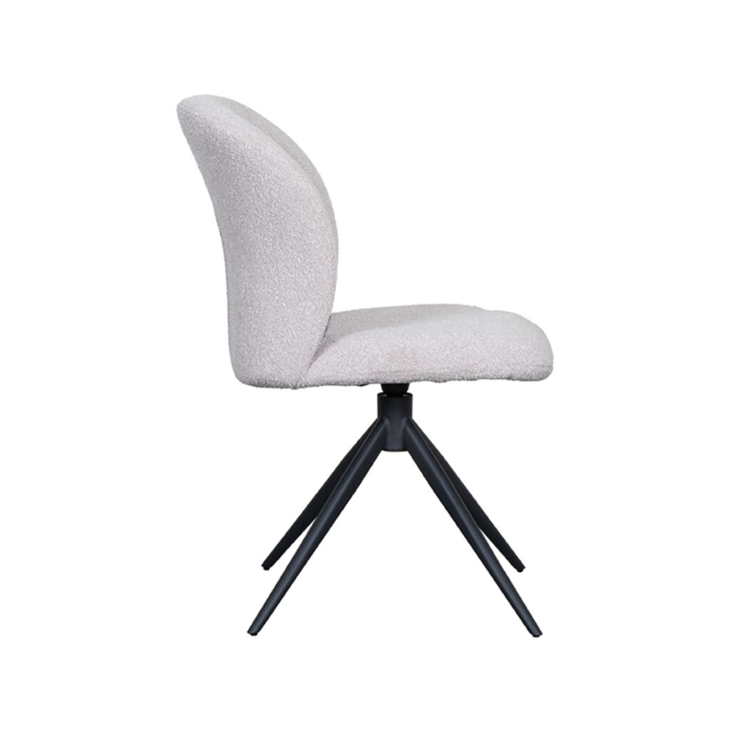 LABEL51 Eetkamerstoel Kimo - Naturel - Boucle - Black Frame