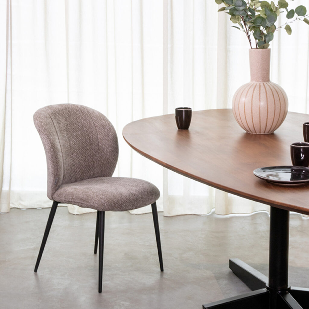 LABEL51 Eetkamerstoel Vino - Stone - Elite - Black Frame