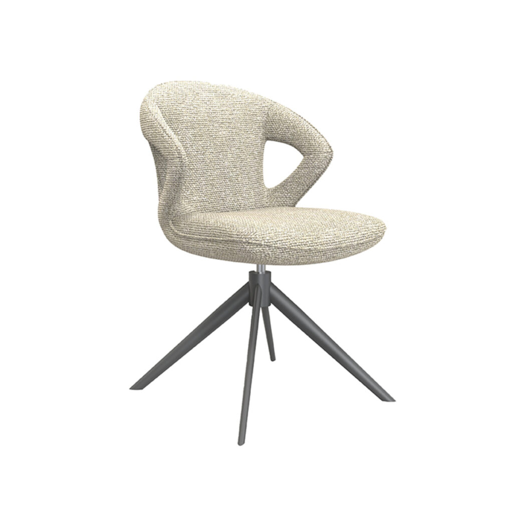 LABEL51 Eetkamerstoel Zurich - Naturel - Boucle - Black Frame