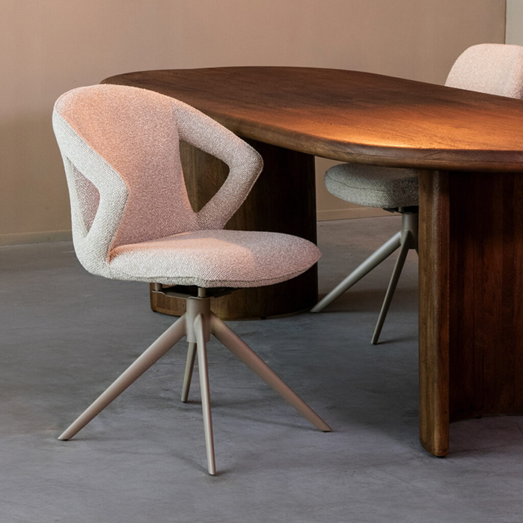 LABEL51 Eetkamerstoel Zurich - Naturel - Boucle - Taupe Frame