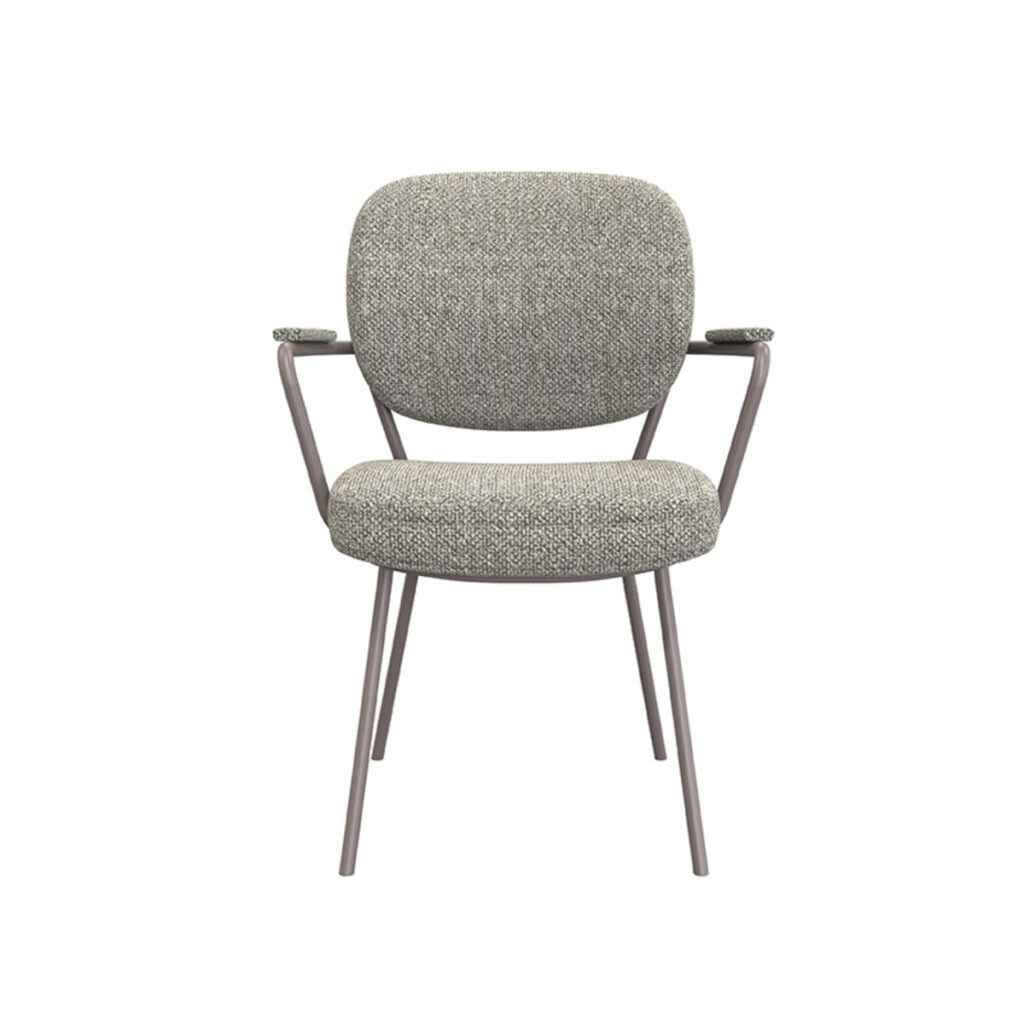 LABEL51 Eetkamerstoel Lausanne - Truffel grijs - Boucle - Bronze Frame