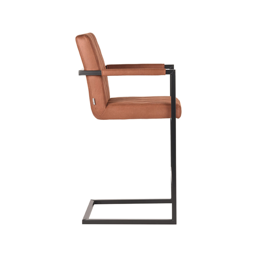 LABEL51 Barkruk Denmark - Cognac - Microfiber - Zithoogte 67