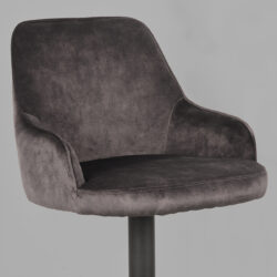LABEL51 Barkruk Fender - Antraciet - Velours - Zithoogte 64-84