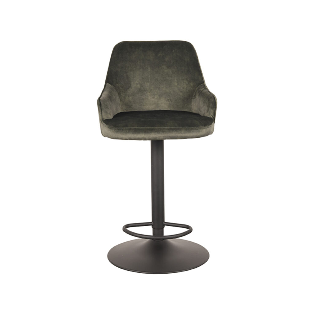 Barkruk_Fender_40x42x92-113cm_Hunter_Velours_Voorkant LABEL51 Barkruk Fender - Hunter - Velours - Zithoogte 64-84