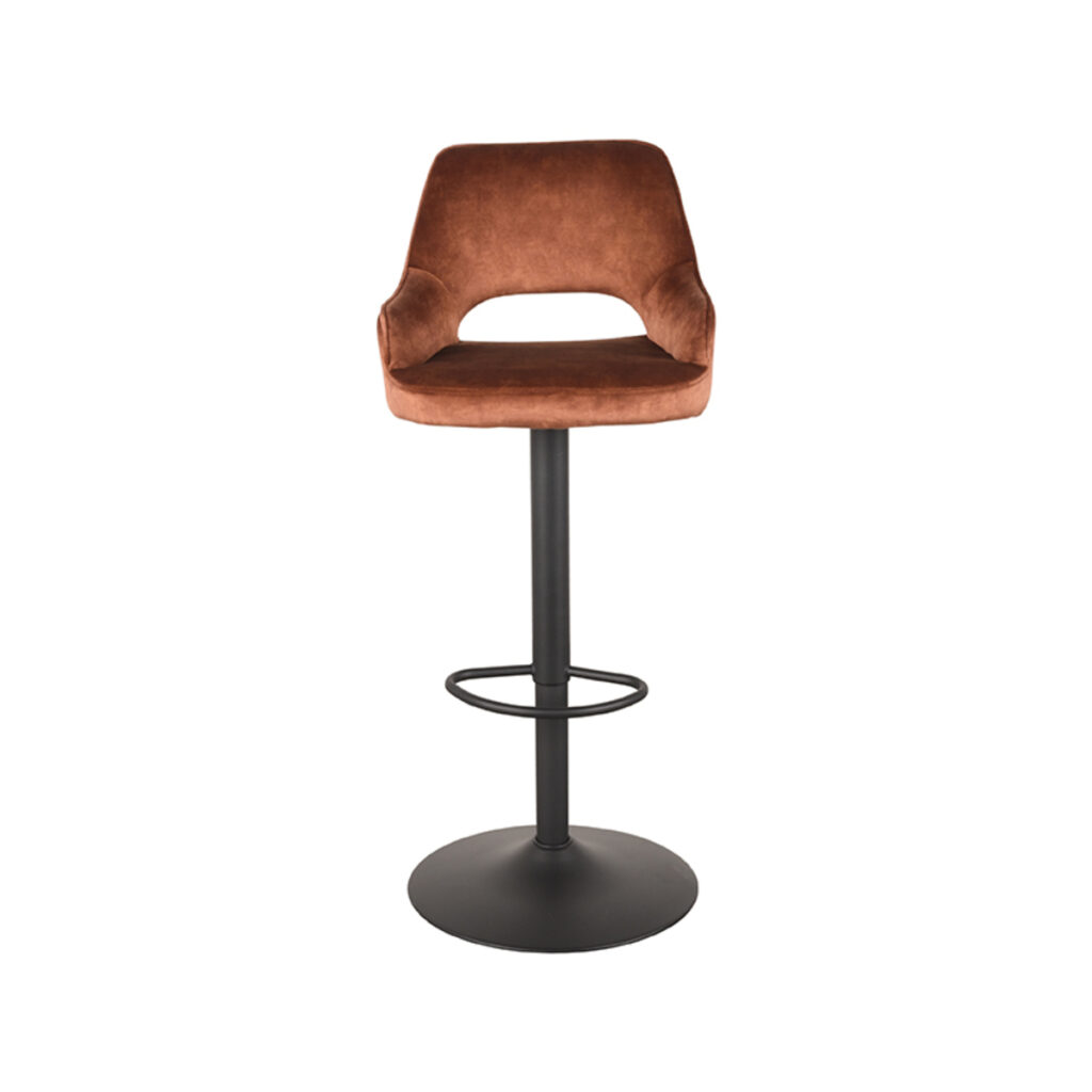 LABEL51 Barkruk Fer - Rust - Velours - Zithoogte 64-84