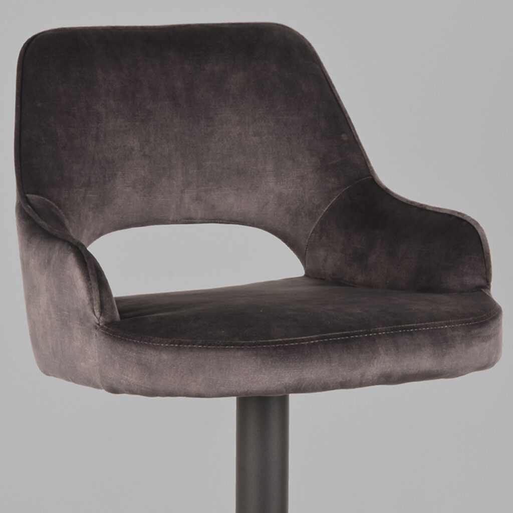 LABEL51 Barkruk Fer - Antraciet - Velours - Zithoogte 64-84