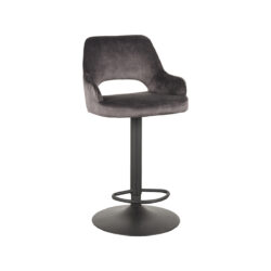 LABEL51 Barkruk Fer - Antraciet - Velours - Zithoogte 64-84