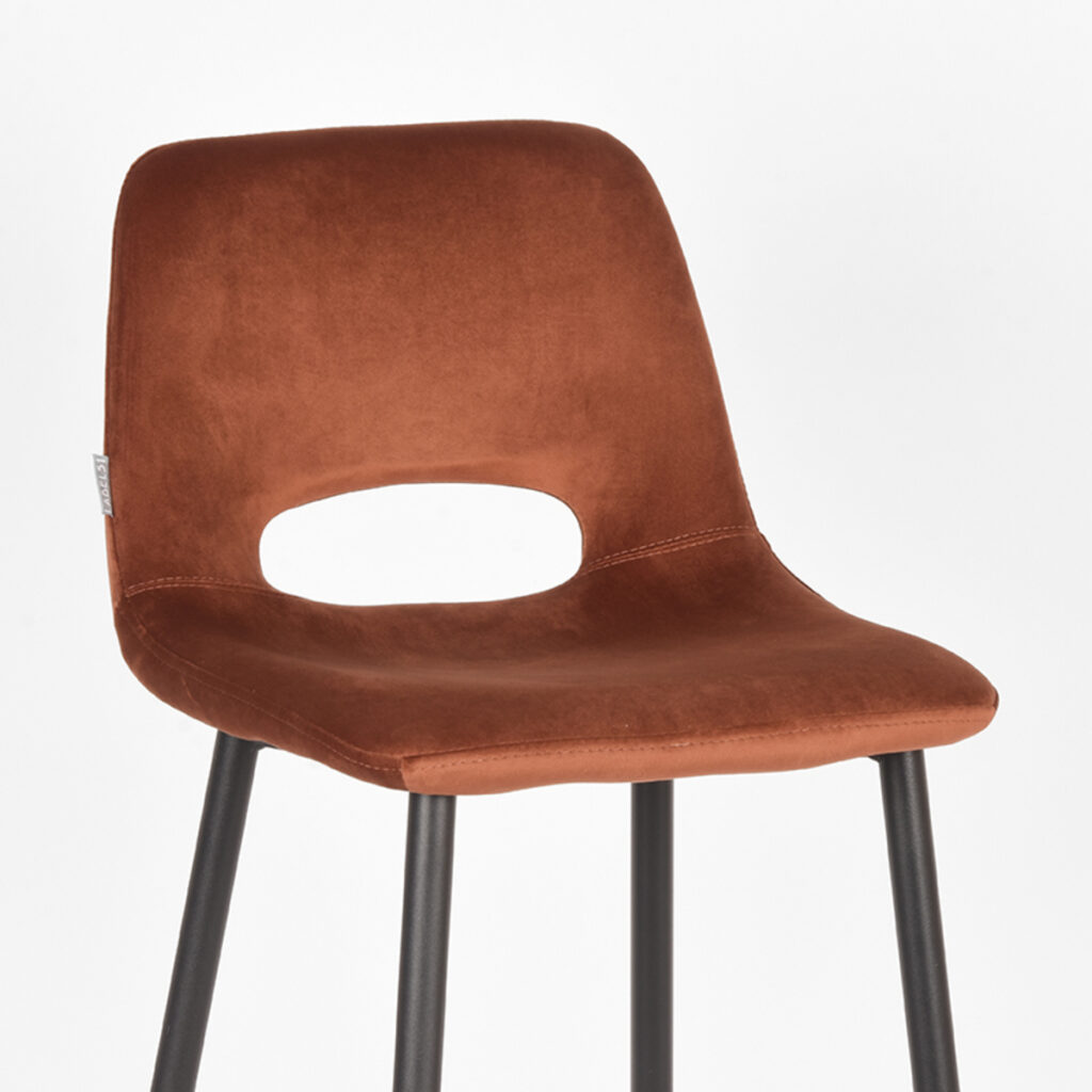 Barkruk_Josh_Rust_Fluweel_42x47x104_cm_Detail LABEL51 Barkruk Josh - Rust - Fluweel - Zithoogte 78