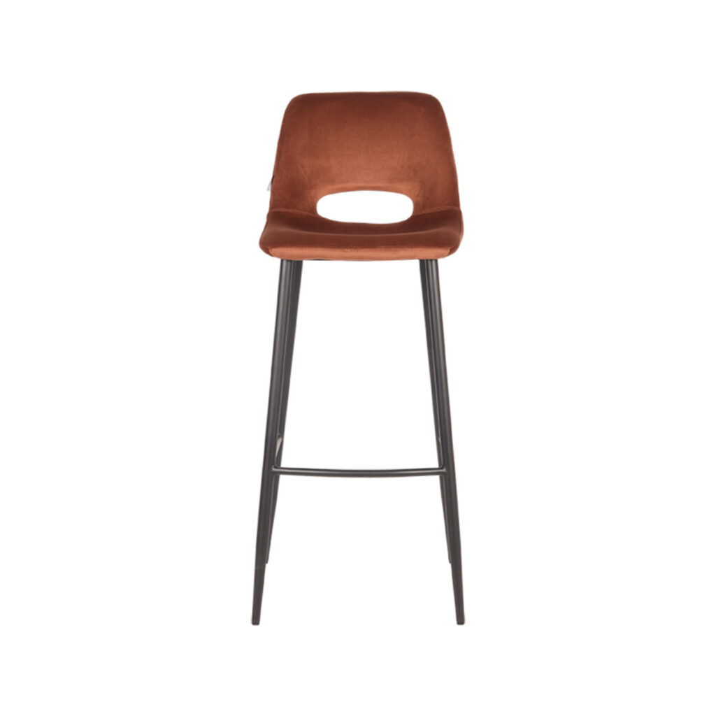 Barkruk_Josh_Rust_Fluweel_42x47x104_cm_Voorkant LABEL51 Barkruk Josh - Rust - Fluweel - Zithoogte 78