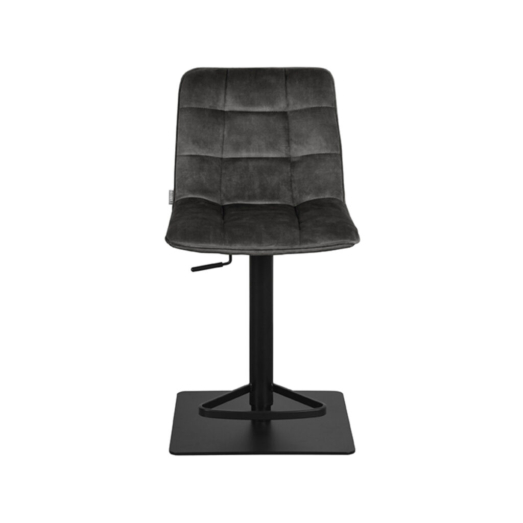 Barkruk_Juul_45x56x88-113_Cm_Antraciet_Velours_Voorkant LABEL51 Barkruk Juul - Antraciet - Velours - Zithoogte 55-81