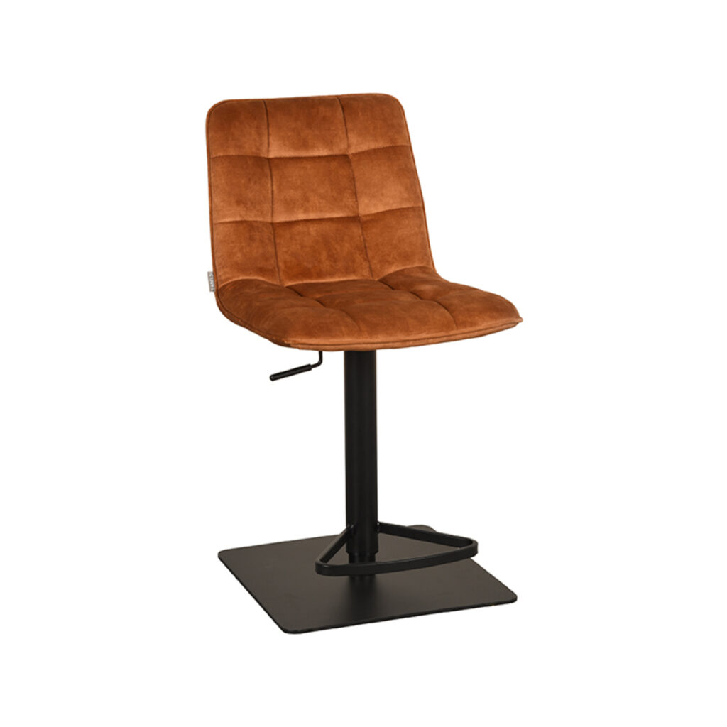 LABEL51 Barkruk Juul - Oker - Velours - Zithoogte 55-81