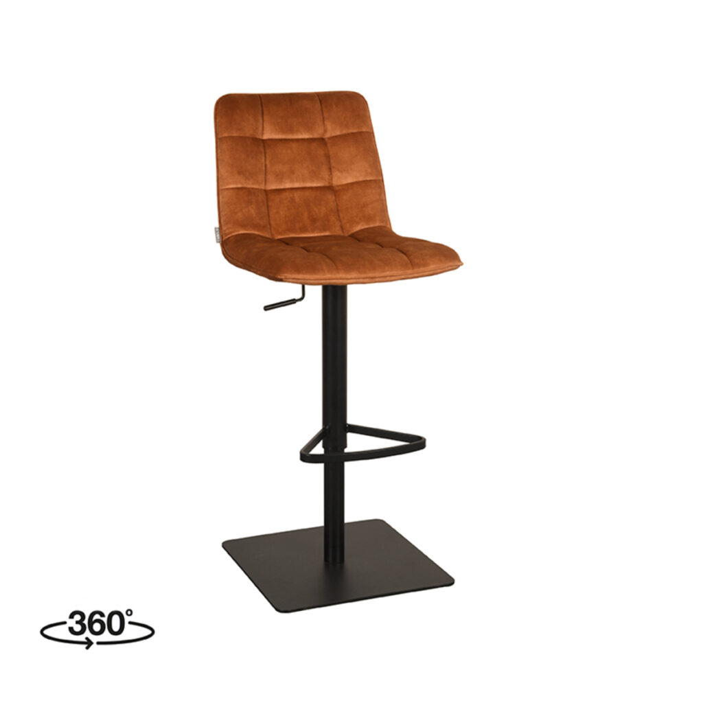 LABEL51 Barkruk Juul - Oker - Velours - Zithoogte 55-81