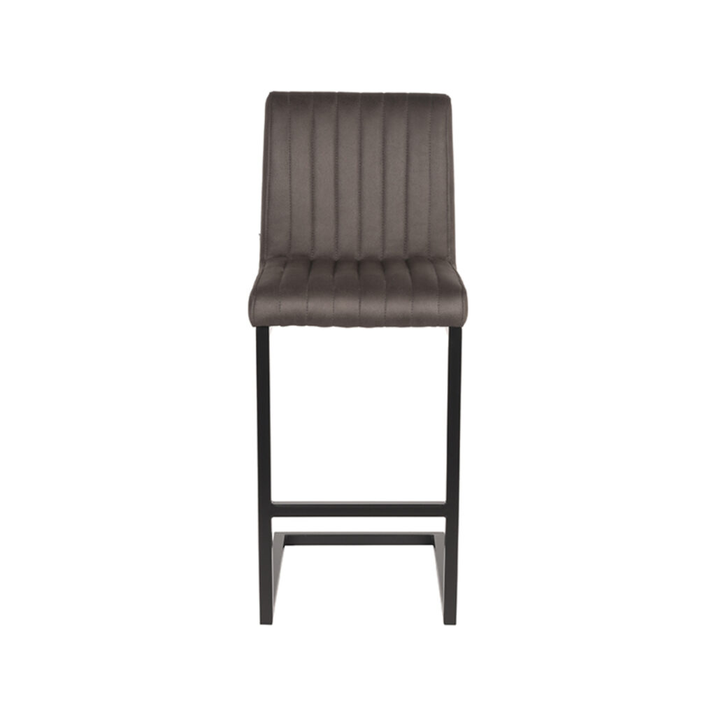 Barkruk_Milo_Antraciet_Microvezel_41x53x100_cm_Voorkant LABEL51 Barkruk Milo - Antraciet - Microfiber - Zithoogte 66