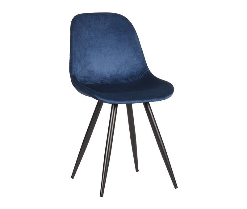 LABEL51 Eetkamerstoel Capri - Blauw - Fluweel - Black Frame