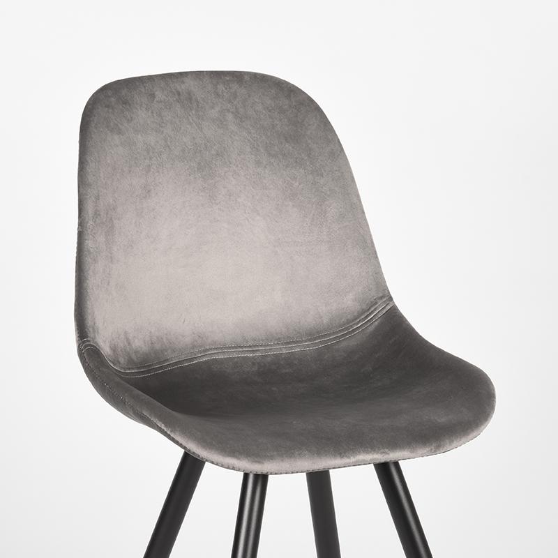 LABEL51 Eetkamerstoel Capri - Grijs - Fluweel - Black Frame