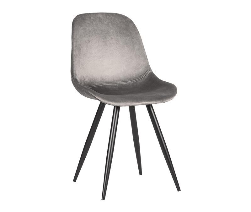 LABEL51 Eetkamerstoel Capri - Grijs - Fluweel - Black Frame