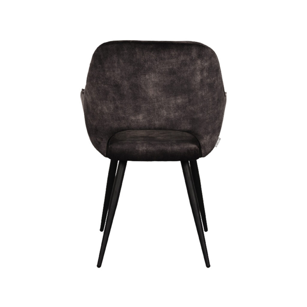 LABEL51 Eetkamerstoel Fer - Antraciet - Velours - Black Frame