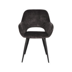 LABEL51 Eetkamerstoel Fer - Antraciet - Velours - Black Frame