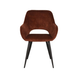 Eetkamerstoel_Chair_Fer_Rust_Velours_60x59x87_cm_Vooraanzicht_1 LABEL51 Eetkamerstoel Fer - Rust - Velours - Black Frame