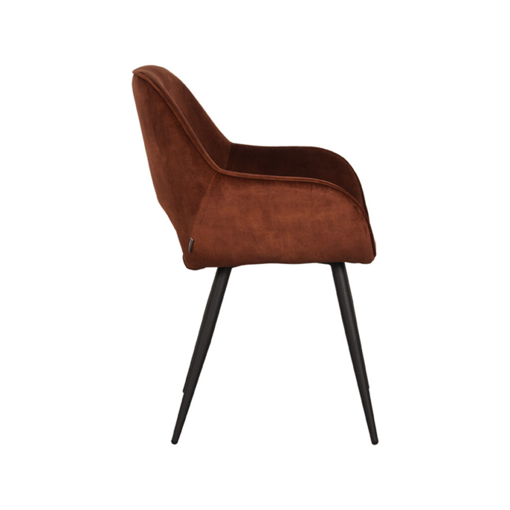 Eetkamerstoel_Chair_Fer_Rust_Velours_60x59x87_cm_Zij LABEL51 Eetkamerstoel Fer - Rust - Velours - Black Frame