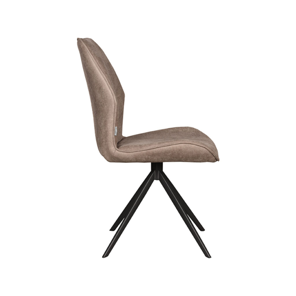 LABEL51 Eetkamerstoel Comfy - Taupe - Micro Suede - Black Frame