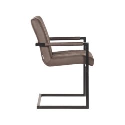 Eetkamerstoel_Denmark_Antraciet_Microvezel_55x55x85_cm_Zijkant LABEL51 Eetkamerstoel Denmark - Antraciet - Microfiber - Black Frame