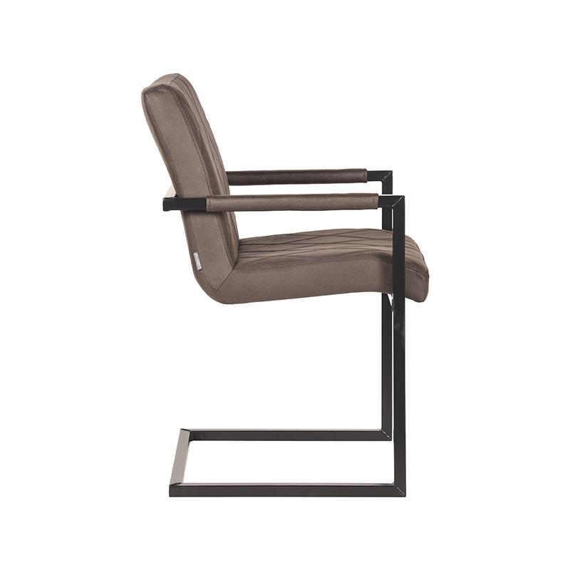 Eetkamerstoel_Denmark_Antraciet_Microvezel_55x55x85_cm_Zijkant LABEL51 Eetkamerstoel Denmark - Antraciet - Microfiber - Black Frame