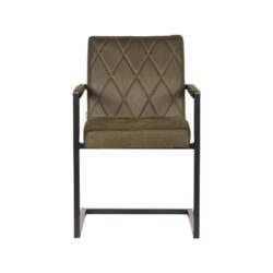 Eetkamerstoel_Denmark_Army_Microvezel_55x55x85_cm_Voorkant LABEL51 Eetkamerstoel Denmark - Army green - Microfiber - Black Frame