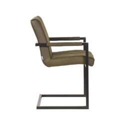 Eetkamerstoel_Denmark_Army_Microvezel_55x55x85_cm_Zijkant LABEL51 Eetkamerstoel Denmark - Army green - Microfiber - Black Frame