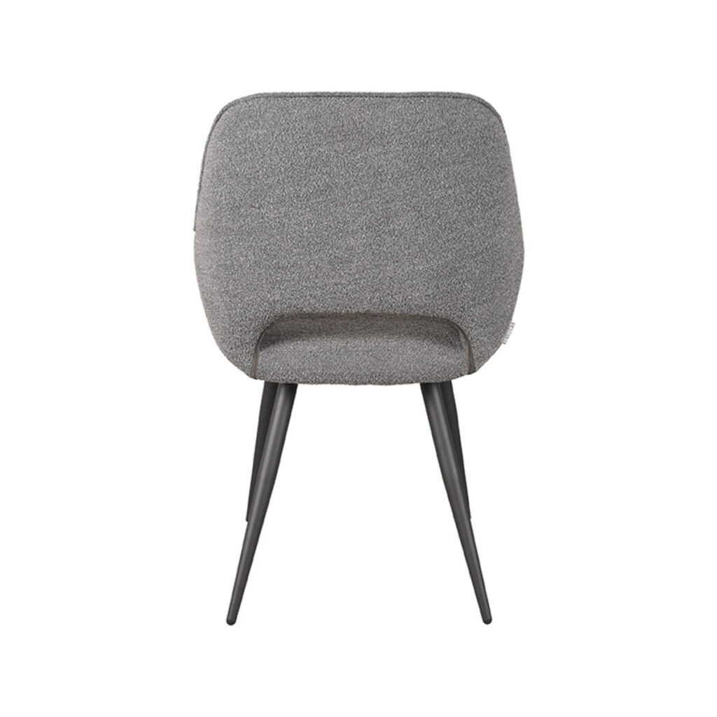 Eetkamerstoel_Fer_Grijs_Boucle_59x57x87_Cm_Achterkant LABEL51 Eetkamerstoel Fer - Grijs - Boucle - Black Frame