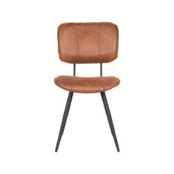 Eetkamerstoel_Fos_Cognac_Leder_49x60x87_cm_Voorkant LABEL51 Eetkamerstoel Fos - Cognac - Leder - Black Frame