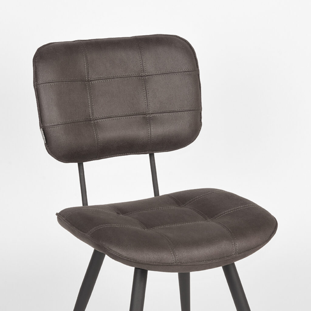 LABEL51 Eetkamerstoel Gus - Antraciet - Microfiber - Black Frame