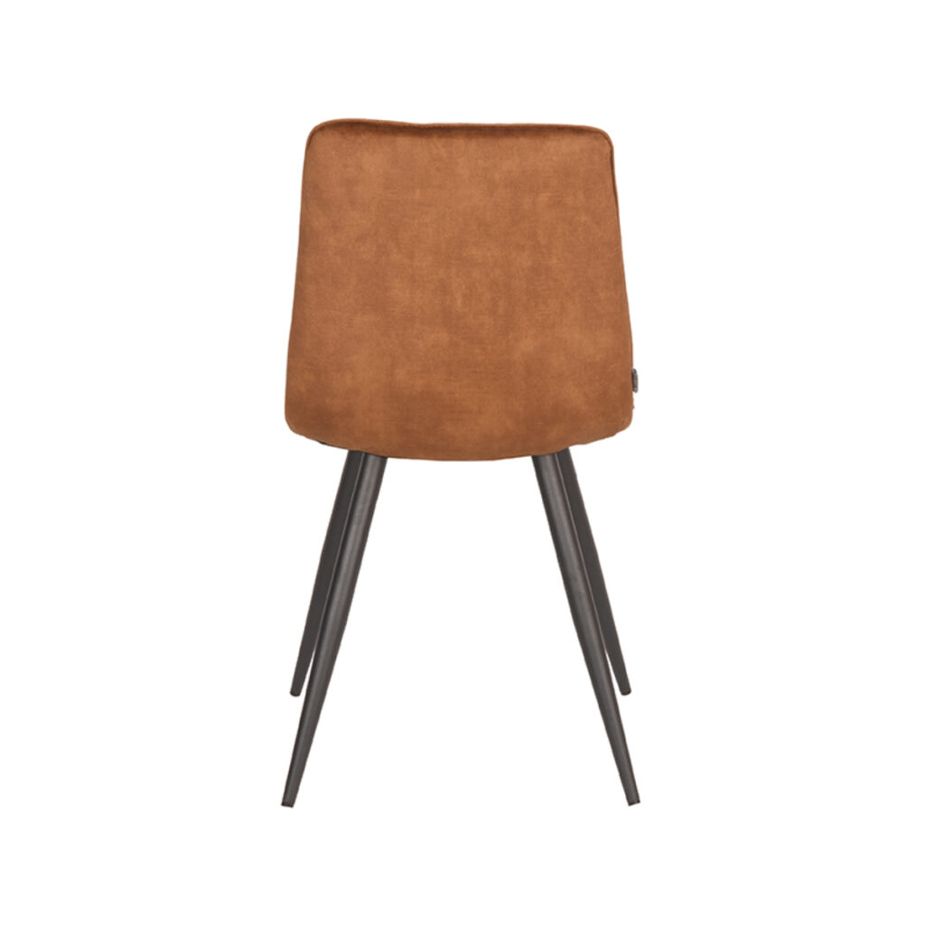 Eetkamerstoel_Jelt_Ocher_Velours_45x56x85_cm_Achterkant LABEL51 Eetkamerstoel Jelt - Oker - Velours - Black Frame