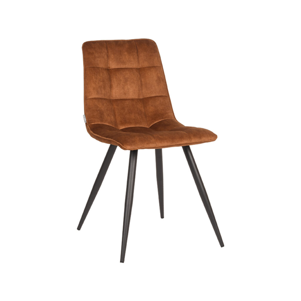 Eetkamerstoel_Jelt_Ocher_Velours_45x56x85_cm_Perspectief LABEL51 Eetkamerstoel Jelt - Oker - Velours - Black Frame