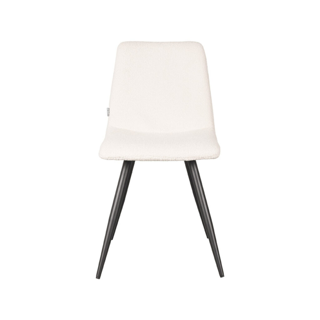 Eetkamerstoel_Jep_Ivoor_Teddy_45x56x85_Cm_Voorkant LABEL51 Eetkamerstoel Jep - Ivory - Teddy - Black Frame