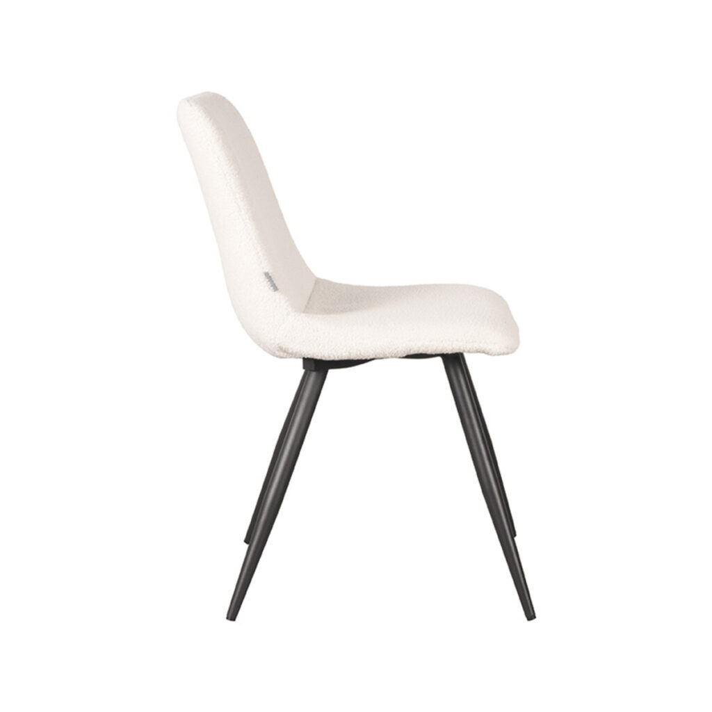 Eetkamerstoel_Jep_Ivoor_Teddy_45x56x85_Cm_Zijkant LABEL51 Eetkamerstoel Jep - Ivory - Teddy - Black Frame