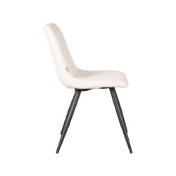 Eetkamerstoel_Jep_Ivoor_Teddy_45x56x85_Cm_Zijkant LABEL51 Eetkamerstoel Jep - Ivory - Teddy - Black Frame