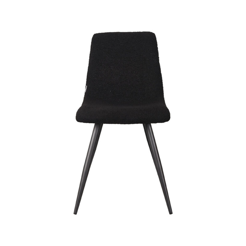 Eetkamerstoel_Jep_Zwart_Teddy_45x56x85_Cm_Voorkant LABEL51 Eetkamerstoel Jep - Zwart - Teddy - Black Frame