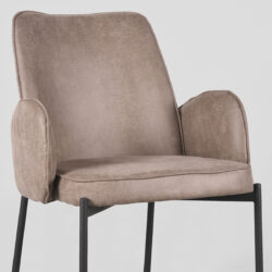 LABEL51 Eetkamerstoel Joni - Taupe - Micro Suede - Black Frame