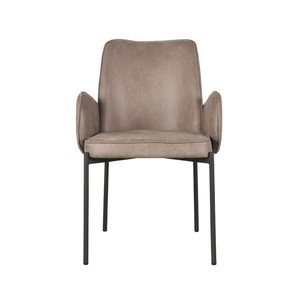LABEL51 Eetkamerstoel Joni - Taupe - Micro Suede - Black Frame