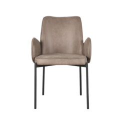 LABEL51 Eetkamerstoel Joni - Taupe - Micro Suede - Black Frame