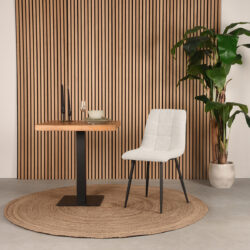 Eetkamerstoel_Juul_54x45x89_Cm_Touch_Champagne_Setting LABEL51 Eetkamerstoel Juul - Wit - Boucle - Black Frame