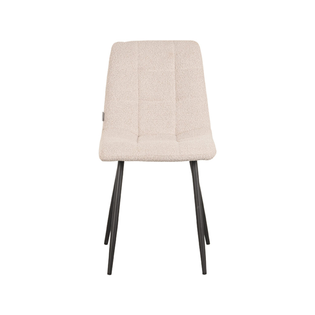 Eetkamerstoel_Juul_54x45x89_Cm_Touch_Naturel_Voorkant LABEL51 Eetkamerstoel Juul - Naturel - Boucle - Black Frame