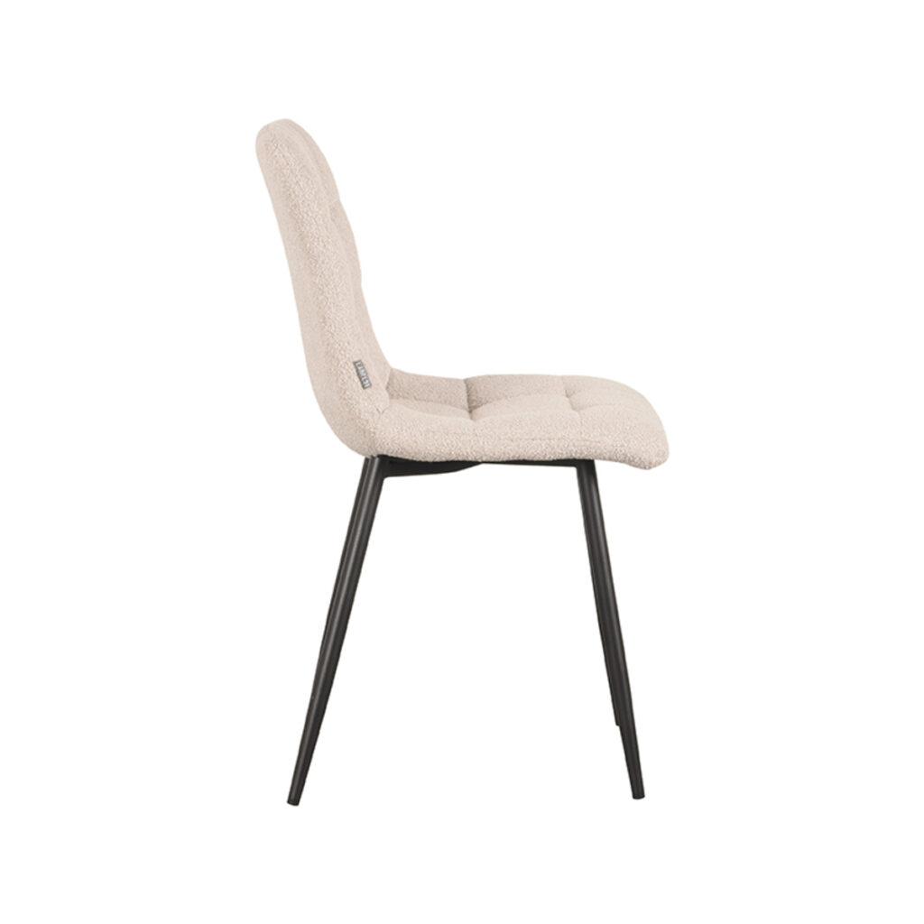 Eetkamerstoel_Juul_54x45x89_Cm_Touch_Naturel_Zijkant LABEL51 Eetkamerstoel Juul - Naturel - Boucle - Black Frame